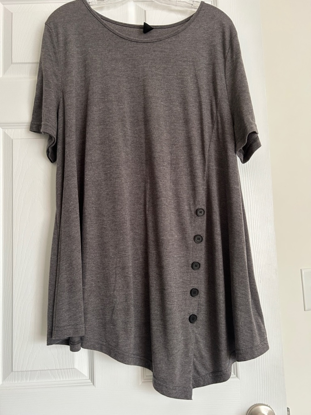 SHEIN Gray Short-Sleeve A-Line Top with Side Buttons